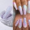 Nuevo brillo de uñas transfronterizo ins flash luminoso azul sirena polvo de azúcar DIY joyería de uñas al por mayor