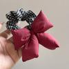 Scrunchie Rosa Laço Doce Tecido Xadrez Elástico de Cabelo para Mulheres Corda de Cabelo de Menina Vintage Acessório de Cabelo Faixa de Cabeça Ornamento de Cabelo