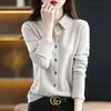 Camisa de malha gola alta outono/inverno para e-commerce transfronteiriço, suéter feminino de manga longa com modelagem solta, cardigã com abertura frontal, peça externa