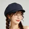 Novo chapéu octogonal listrado vintage feminino, estilo artístico outono e inverno, afina o rosto, boné versátil e moderno