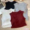 Comercio Transfronterizo Más Vendido Chaleco Térmico Sin Mangas de Cuello Medio Cepillado con Almohadillas en el Pecho, Top Base Ajustado Sin Costuras para Otoño e Invierno