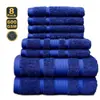 Conjunto de 8 Peças de Toalhas de Banho de Algodão Transfronteiriças Toalha de Banho Toalha Quadrada Traje de 8 Peças Toalha de Rosto Lisa de Algodão Macia Absorvente