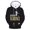2024 comercio electrónico transfronterizo sudaderas con capucha tipo chaleco para hombre, mujer y familia moda impresión digital 3D cara de Scarface