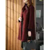 Elegante Abrigo de Cachemira Doble Cara Reductor de Edad para Mujer, Longitud Media, Nuevo Primavera 2024, Holgado, Alto, Corte Entallado, Abrigo de Lana