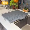 Tapete de Drenagem de Silicone para Pia de Cozinha, Tapete Barreira de Água com Drenagem Inclinada, Tapete Antiderrapante para Secagem de Frutas, Vegetais e Louças
