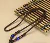 Cordón para Colgante de Cuentas de Arroz Rojo de Ágata y Jade, Cadena Larga Tejida a Mano para Suéter, Cordón para Collar de Joyería de Jade