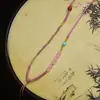 Nuevo Estilo de Verano Cordón con Colgante de Ágata Cristalina Roja del Sur Cuerda de Ajuste Aventurina Cuerda de Halter Trenzada de Cuatro Hilos para Hombres y Mujeres
