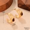 Brincos Vintage Maillard em Forma de C com Design de Pedra Olho de Tigre Nicho Meio Antigo Vintage Moda Simples Marrom