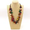 Collar Bohemio Retro Europeo y Americano de Madera de Cáscara de Coco Tejido de Longitud Media Multicolor de Moda con Cuentas