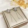 Brincos de Pétala de Diamante Personalizados Agulha de Prata, Brincos de Franja Longa de Luxo Acessível, Brincos de Moda de Nicho de Alta Qualidade para Mulheres