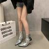Botas Finas Bico Fino Estilo Francês, Novo Estilo Outono e Inverno, Zíper Lateral, Elegantes e Estilosas Botas de Moda Salto Agulha