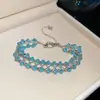 Brillo Galáctico~Pulsera Hueca Tejida con Cristal para Mujer, Estilo Europeo y Americano, Diseño Único, Joyería Moderna y Versátil
