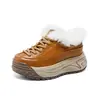 Botas de Nieve Gruesas de Cuero Genuino Estilo Retro para Mujer 2026 Nueva Llegada de Invierno Zapatos de Algodón Cálidos con Felpa Botines Cortos con Ribete de Piel Zapatos Casuales de Plataforma