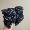 Grampo de Cabelo Laço de Chiffon com Bolinhas Onda Ambiente Feminino 2025 Novo Presilha de Cabelo Disco para Parte de Trás da Cabeça Chiffon Elegante da Moda
