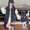 Jaqueta de Outono para Meninas 2025 Nova Moda Estilo Coreano Jaqueta de Baseball Solta para Crianças Mais Velhas Transfronteiriça