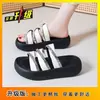 Pantuflas de Suela Gruesa con Bloques de Color y Pedrería para Mujer, Nuevo Estilo de Hada Verano 2026, Adecuadas para Usar con Faldas, Sandalias de Playa Antideslizantes