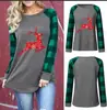 Otoño e Invierno Transfronterizo Amazon AliExpress Explosiones Perdido Navidad Camiseta de Manga Larga con Cuello Redondo Estampado Digital