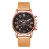 Reloj de Pulsera para Mujer de Cuero con Nuevo Estilo, Tres Subesferas Falsas, Movimiento de Cuarzo Geneva, Reloj de Pareja de Moda con Marcadores de Escala