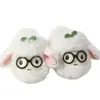 Lindos dibujos animados de ovejas lindas pantuflas de algodón de peluche otoño e invierno hogar interior antideslizantes cálidas suela gruesa se pueden usar afuera