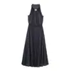 Comercio exterior transfronterizo ropa de mujer, nuevo vestido midi de otoño moda europea y americana de lunares con cuello halter y ajuste a la cintura 1165169