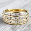 Anillo de Zirconia con Diamantes de Tres Filas Cao Shi, Nuevo Diseño de Joyería de Nicho de Amazon para Mujer, Anillo de Dama para Boda, Cena, Fiesta