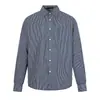 Camisa listrada vertical estilo retrô americano com bolso de patch de manga comprida para homens e mulheres, nova camisa casual solta de outono com silhueta para o dia a dia, moderna