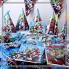 Set de Fiesta de Cumpleaños Festivo para Niños de los Vengadores Banderín Vaso de Papel Plato de Papel Máscara Set de Vajilla para Fiesta