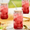 Copo de Coca-Cola de Vidro Transfronteiriço de 16 onças Copo de Coca-Cola para Bebidas Geladas Copo de Sucção de Silicone Gao Peng com Tampa de Bambu