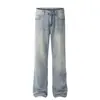G6433 Estilo Americano Neutro Alta Classe Street Tide Lavagem Água Azul Design Cool Slim-fit Jeans Casual Micro La Masculino