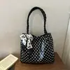Vem com um lenço, bolsa tote de tecido com poá estilo coreano para mulheres, modelo novo 2026, grande capacidade, estilosa, adequada para o trabalho, bolsa de ombro e de axila