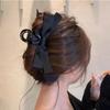 Hepburn Style Black Double-sided Bow Grab Clip Mulheres Grande High-end Sense Hairpin Disc Hair Back Head Shark Clip Headwear