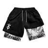 Deseo Transfronterizo Aliexpress Más Vendido Impresión Digital 3D Personalizada Pantalones Deportivos de Fitness de Doble Capa para Adultos Pantalones Cortos Casuales