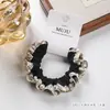 Cuerda para el pelo montada en tarjeta, Goma para el pelo de perlas de alta gama, Anillo de intestino pequeño de encaje a cuadros a la moda, Cuerda para el pelo, Accesorios para el pelo, Goma para coleta