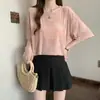 Camiseta Curta de Manga Curta Soltinha Estilo Coreano para Mulheres, Novo Modelo Verão 2026, Design Versátil de Cor Sólida, Top de Nicho, Camiseta Básica