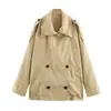 Atacado Fabricante de Roupas Femininas Transfronteiriço 2026 Moda Europeia e Americana Casual Simples Solto Gola Lapela Dupla Trench Coat