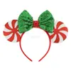 Diadema Navideña de Orejas de Ratón Mickey Mouse para Parque de Atracciones Fiesta Disfraz Accesorios para la Cabeza Navideños Diadema con Lazo