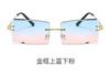 Gafas de Sol de Moda Europeas y Americanas 2026 Gafas de Sol Sin Marco Cortadas en Diamante Montura Cuadrada Color Degradado Gafas de Sol Ins