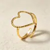 Anel de Coração em Aço Inoxidável Lele Jewelry Moda Europeia e Americana Estilo Ins para Mulheres, Design Único Anel Diário em Formato de Coração