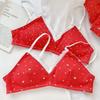 Trivia Roja# Este Año de Vida traje Ropa Interior Roja para Mujer Pecho Pequeño Levanta-busto Amigable con la Piel Sin Aro de Acero Sujetador Anticaída