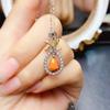Venta al por mayor de fábrica Popular Colgante de Ópalo de Fuego Natural Plata S925 Incrustado Piedra Principal 5*7 Joyería de Lujo Venta Directa de Fábrica