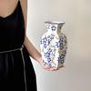 Jarrón de Porcelana Azul y Blanco de Nuevo Estilo Chino Adornos para Arreglos Florales Nicho de Gama Alta Decoración del Hogar Jarrón de Cerámica de Lujo Ligero de Alto Valor