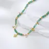 Collar de Perlas de Agua Dulce y Ágata Verde con Cuentas de Moda de Verano para Mujer, Cadena para Clavícula que No se Desvanece, Joyería Europea y Americana Versátil al por Mayor