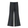 Pantalones acampanados a rayas estilo coreano para mujer, otoño 2026 cintura alta ajustables con cordón pierna recta campana pants deportivos de chándal