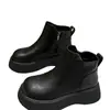 Botines de Suela Gruesa Forrados de Borrego para Mujer, Nuevo Estilo Otoño e Invierno 2026, Estilo Británico Retro con Cremallera Lateral, Punta Redonda, Cálidos Botines Martin