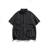 BLACKARMADA Chaqueta Estilo Montaña para Exteriores Camisa de Trabajo Retro Multibolsillos Holgada de Manga Corta para Hombre SD850