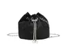 Bolso de Mano Bordado de Mariposa Estilo Chino Nuevo Estilo Chino Plisado Moda Bolso Cubo con Cierre de Cordón Bolso Cruzado con Cadena Primavera y Verano