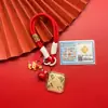 Pingente Quadrado com Ouro Puro 999, Deus da Riqueza, Pingente Criativo e Personalizado, Acessório para Corrente de Celular, Presente Mais Vendido