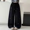 Pantalones de pierna ancha para niñas, pantalones largos de primavera para niños, pantalones para escuela secundaria, estilo primavera y otoño, pantalones deportivos para niñas grandes, atuendo de primavera, pantalones de chándal para niñas
