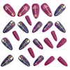 Moda de Halloween Estilo Europeo y Americano Uñas Redondas en Forma de Almendra con Patrón de Calavera Dorada, Pegatinas Removibles para Uñas Postizas