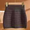 Otoño e Invierno Nuevo Falda de Punto 100% Lana para Mujer Falda Corta de Canalé de Cintura Alta Moda Temperamento Falda de Lana Engrosada
